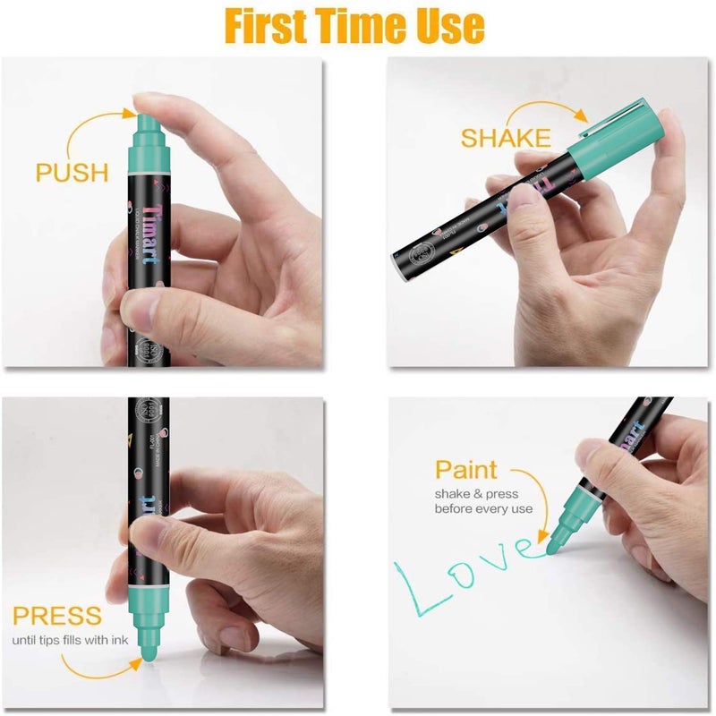 Timart Vintage 8 Pack Liquid Chalk Markers, Bold Wet & Dry Erase Marker Pens for Chalkboards Signs, Blackboards, Windows, Glass- 6mm Reversible Tip, with Chalkboard Labels - Image 5